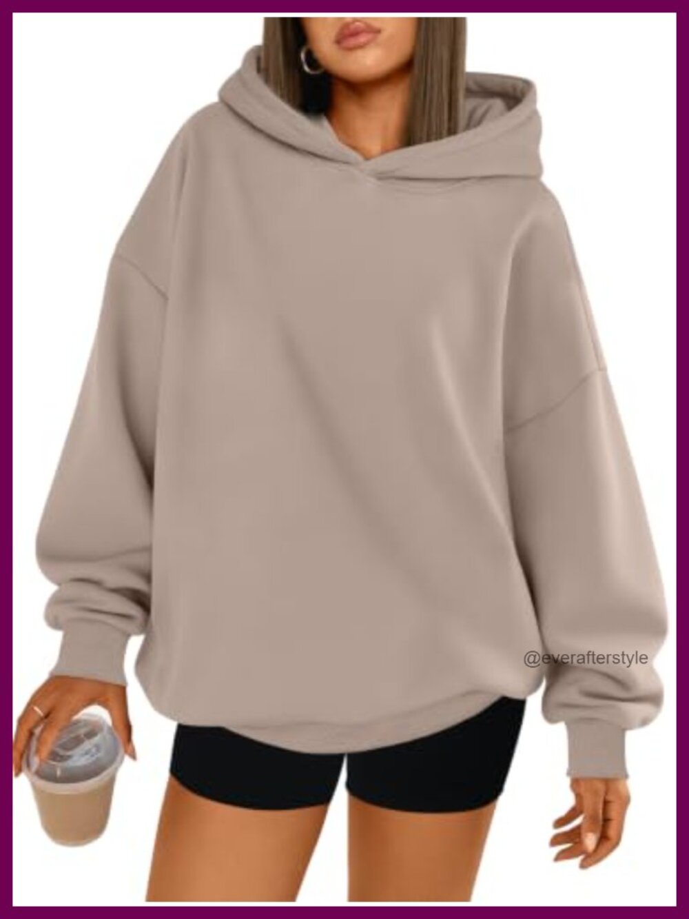 Womens Oversized Hoodie Soft Cotton Polyester Fleece Sweatshirt